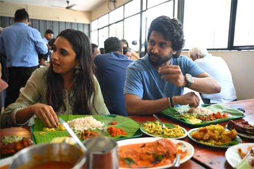 Nani and Priyanka Mohan at a famous restaurant in Kerala