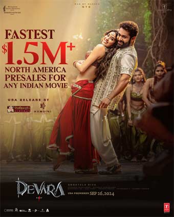 "Devara" is taking off in the US with 1.5 million dollars.