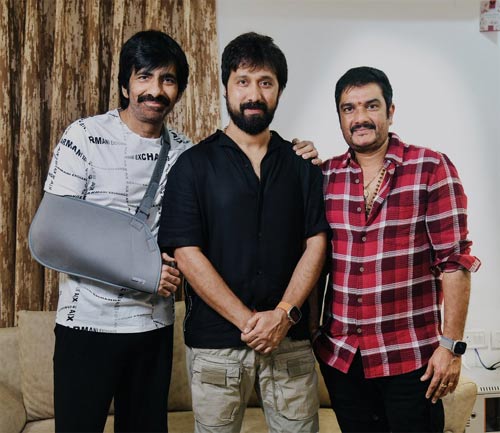 Photo Moment: Recovering Ravi Teja.. 'Power' frame with his director