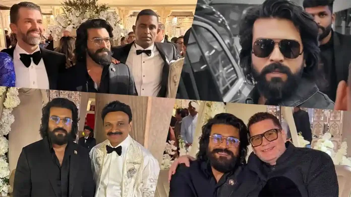 Viral Pics: Ram Charan Steals the Spotlight at Mantena Wedding; Viral Pics: Ram Charan Steals the Spotlight at Mantena Wedding; Meets Donald Trump Jr and Others
