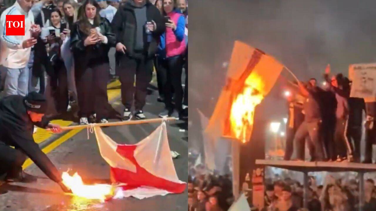 Falklands Row: Argentina Fans Burn England Flags Falklands Row: Argentina Fans Burn England Flags